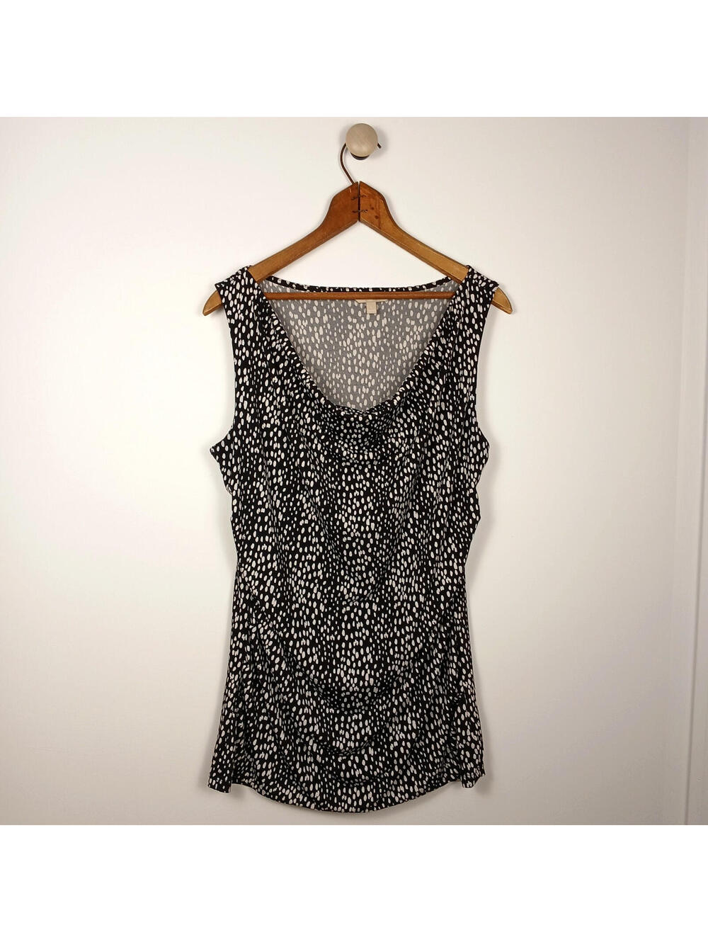 Banana Republic Polka Dot Draped Tank Top Women Large Stretch Blouse